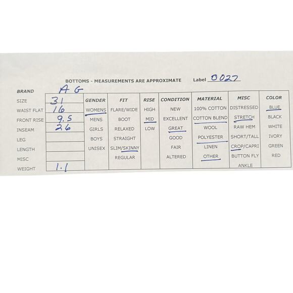 Adriano Goldschmied Women's Mid Rise The Prime Crop Skinny Jeans Dark Wash 31 - Picture 9 of 9